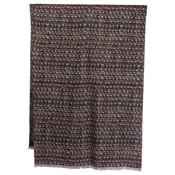 CHANEL Cashmere Grey Reversible Shawl Scarf CC Logo - Picture 6 of 8